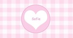 heart in pink circle with squares, ll